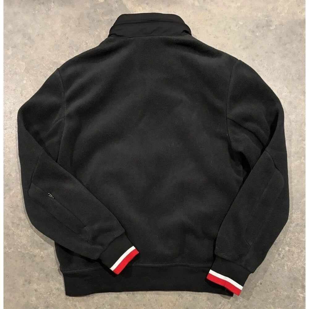 Polo Ralph Lauren Fleece Jacket Mens L Black Performance Full Zip Hidden Hood